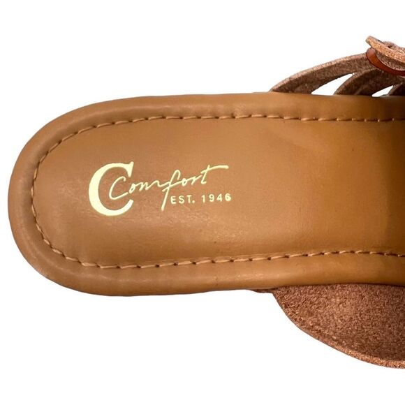 Cato Comfort Brown Leather Studded Braided Detail 4” Block Heel Clogs Size 9 - Picture 7 of 13